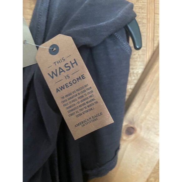 American Eagle Soft & Sexy Off-Shoulder Faux Button-Front Top Gray Dressy Casual - Picture 6 of 7